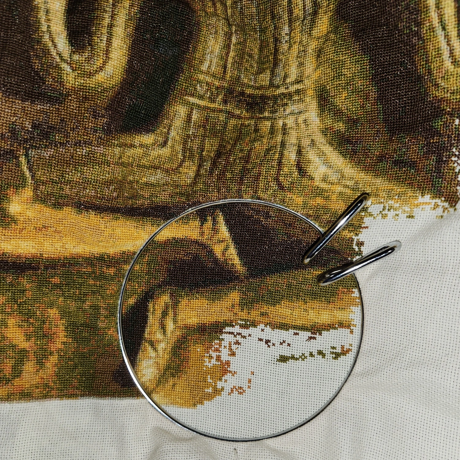 Travail en cours de la broderie Cernunnos