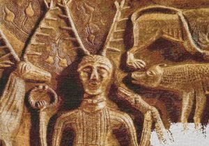 Tableau de broderie Cernunnos par Emilie PLACHEZ